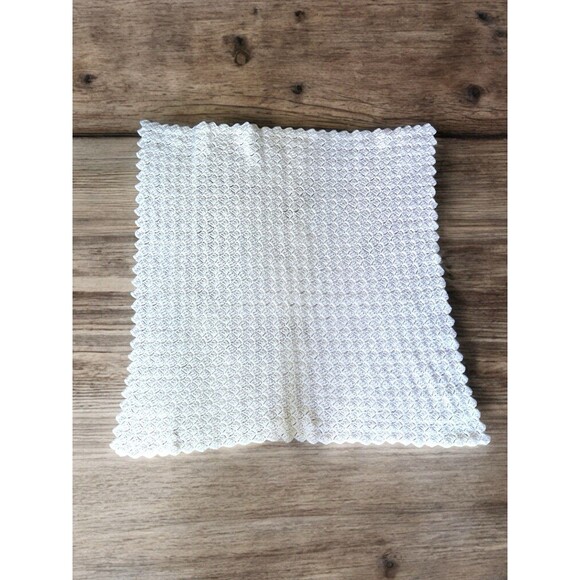 Crochet Knit White Baby Granny Afghan Throw Blanket Vintage Nursery Decor - Picture 2 of 14